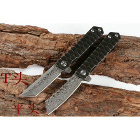 Damascus BladeTanto Razor Tactical Folding Knife Multifunctional Outdoor Knife UD405283